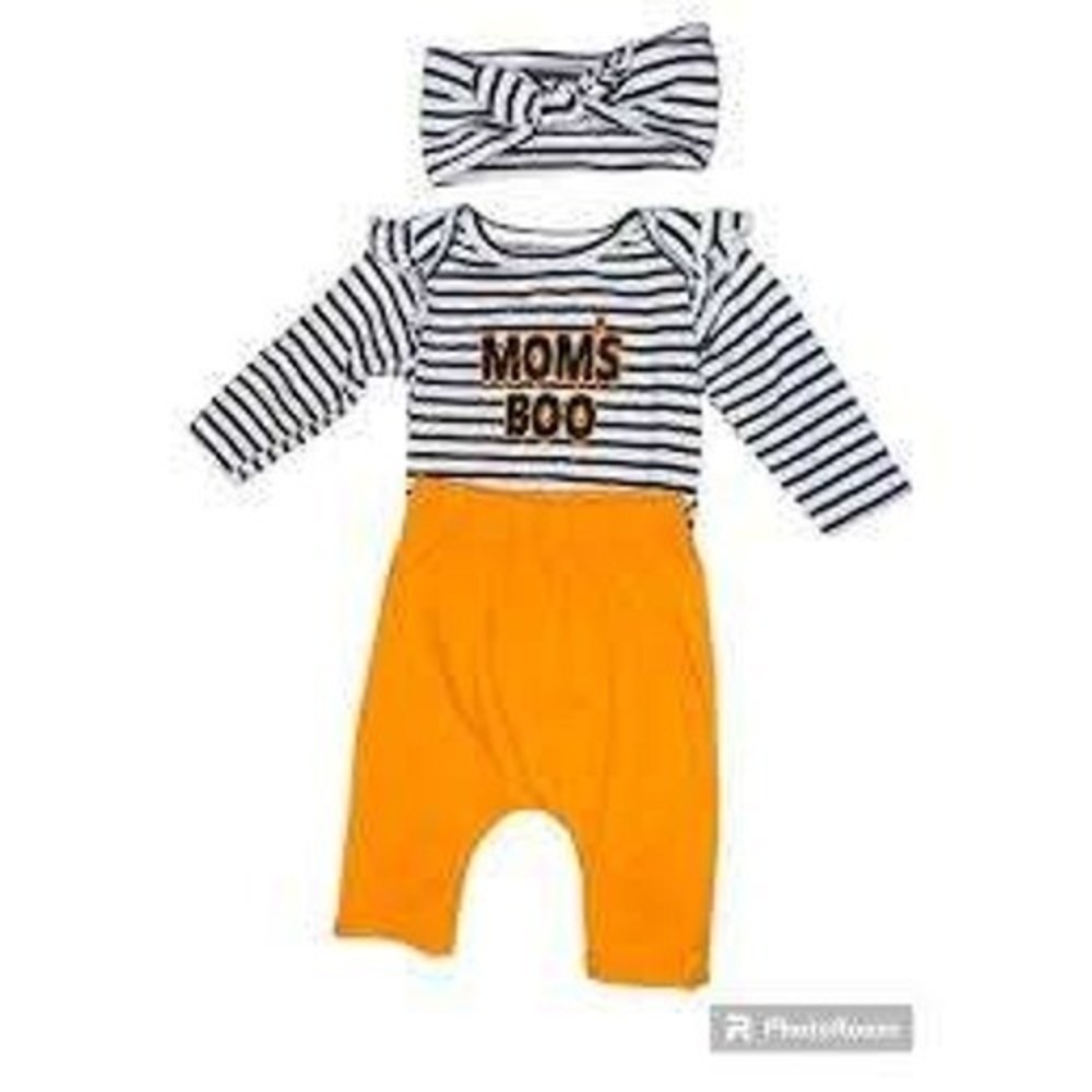 10Thread NEW Moms Boo Glow in the Dark 3pc Set 0-3 mo Baby Halloween Spooky